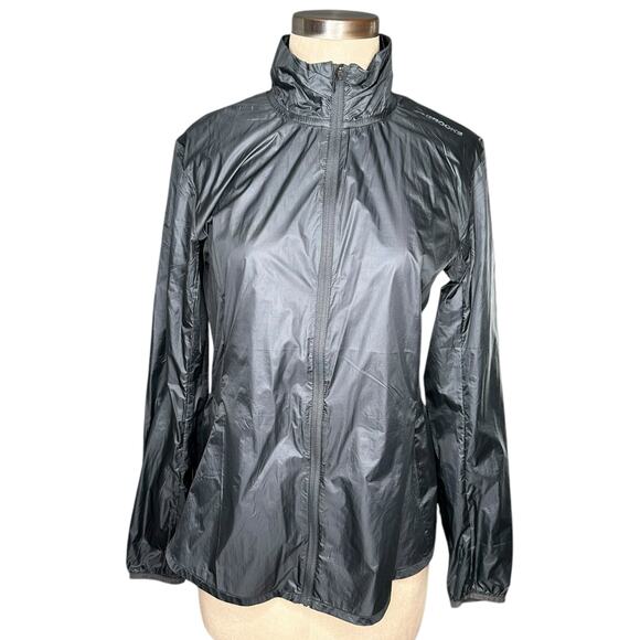 BROOKS Gray Lightweight Nylon Full Zip Running Jacket Tulip Hem Women's Medium - Picture 1 of 7